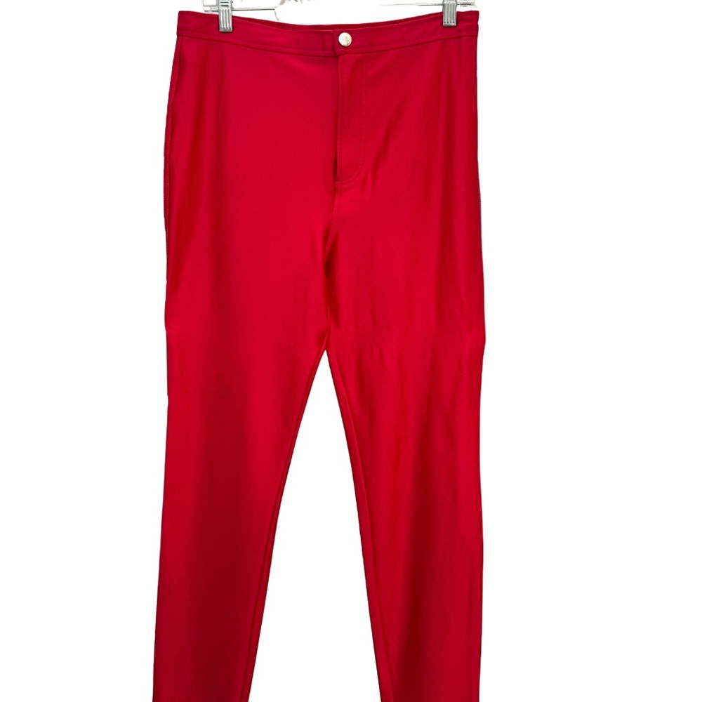 American Apparel Disco Pants Red High Waisted Zipper Clubbing Dance Women Small